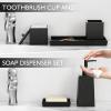 imageBathroom Set  Black Bathroom Accessories Set 5PCS Ceramic Bathroom Accessory Set Bathroom Sets with Soap Dispenser Toothbrush Tumbler Soap Dish Qtip Holder ampamp Vanity TrayBath Set