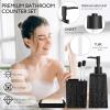 imageBathroom Set  Black Bathroom Accessories Set 5PCS Ceramic Bathroom Accessory Set Bathroom Sets with Soap Dispenser Toothbrush Tumbler Soap Dish Qtip Holder ampamp Vanity TrayBath Set