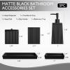 imageBathroom Set  Black Bathroom Accessories Set 5PCS Ceramic Bathroom Accessory Set Bathroom Sets with Soap Dispenser Toothbrush Tumbler Soap Dish Qtip Holder ampamp Vanity TrayBath Set