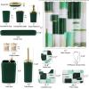 imageBathroom Set  Orange Bathroom Accessories Set Bathroom Sets with Shower Curtain and Rugs Orange Shower Curtain Set with Bathroom Trash Can Soap Dispenser Soap Dish for Home DecorPlaid Green  Gold