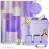 imageBathroom Set  Orange Bathroom Accessories Set Bathroom Sets with Shower Curtain and Rugs Orange Shower Curtain Set with Bathroom Trash Can Soap Dispenser Soap Dish for Home DecorPlaid Purple  Gold