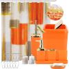 imageBathroom Set  Orange Bathroom Accessories Set Bathroom Sets with Shower Curtain and Rugs Orange Shower Curtain Set with Bathroom Trash Can Soap Dispenser Soap Dish for Home DecorPlaid Orange  Gold