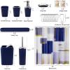 imageBathroom Set  Orange Bathroom Accessories Set Bathroom Sets with Shower Curtain and Rugs Orange Shower Curtain Set with Bathroom Trash Can Soap Dispenser Soap Dish for Home DecorPlaid Blue  Silver