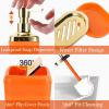 imageBathroom Set  Orange Bathroom Accessories Set Bathroom Sets with Shower Curtain and Rugs Orange Shower Curtain Set with Bathroom Trash Can Soap Dispenser Soap Dish for Home DecorPlaid Orange  Gold