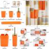 imageBathroom Set  Orange Bathroom Accessories Set Bathroom Sets with Shower Curtain and Rugs Orange Shower Curtain Set with Bathroom Trash Can Soap Dispenser Soap Dish for Home DecorPlaid Orange  Gold