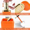 imageBathroom Set  Orange Bathroom Accessories Set Bathroom Sets with Shower Curtain and Rugs Orange Shower Curtain Set with Bathroom Trash Can Soap Dispenser Soap Dish for Home DecorStripe Orange  Gold