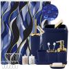 imageBathroom Set  Orange Bathroom Accessories Set Bathroom Sets with Shower Curtain and Rugs Orange Shower Curtain Set with Bathroom Trash Can Soap Dispenser Soap Dish for Home DecorStripe Blue  Gold