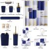 imageBathroom Set  Orange Bathroom Accessories Set Bathroom Sets with Shower Curtain and Rugs Orange Shower Curtain Set with Bathroom Trash Can Soap Dispenser Soap Dish for Home DecorPlaid Blue  Gold