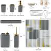 imageBathroom Set  Orange Bathroom Accessories Set Bathroom Sets with Shower Curtain and Rugs Orange Shower Curtain Set with Bathroom Trash Can Soap Dispenser Soap Dish for Home DecorPlaid Grey  Gold
