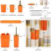 imageBathroom Set  Orange Bathroom Accessories Set Bathroom Sets with Shower Curtain and Rugs Orange Shower Curtain Set with Bathroom Trash Can Soap Dispenser Soap Dish for Home DecorPlaid Orange  Gold