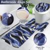 imageBathroom Set  Orange Bathroom Accessories Set Bathroom Sets with Shower Curtain and Rugs Orange Shower Curtain Set with Bathroom Trash Can Soap Dispenser Soap Dish for Home DecorStripe Blue  Gold