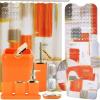 imageBathroom Set  Orange Bathroom Accessories Set Bathroom Sets with Shower Curtain and Rugs Orange Shower Curtain Set with Bathroom Trash Can Soap Dispenser Soap Dish for Home DecorPlaid Orange  Gold