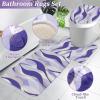 imageBathroom Set  Orange Bathroom Accessories Set Bathroom Sets with Shower Curtain and Rugs Orange Shower Curtain Set with Bathroom Trash Can Soap Dispenser Soap Dish for Home DecorStripe Purple  Gold