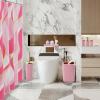 imageBathroom Set  Orange Bathroom Accessories Set Bathroom Sets with Shower Curtain and Rugs Orange Shower Curtain Set with Bathroom Trash Can Soap Dispenser Soap Dish for Home DecorStripe Pink  Gold