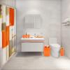 imageBathroom Set  Orange Bathroom Accessories Set Bathroom Sets with Shower Curtain and Rugs Orange Shower Curtain Set with Bathroom Trash Can Soap Dispenser Soap Dish for Home DecorPlaid Orange  Gold