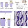 imageBathroom Set  Orange Bathroom Accessories Set Bathroom Sets with Shower Curtain and Rugs Orange Shower Curtain Set with Bathroom Trash Can Soap Dispenser Soap Dish for Home DecorStripe Purple  Gold