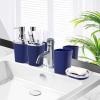 imageBathroom Set  Orange Bathroom Accessories Set Bathroom Sets with Shower Curtain and Rugs Orange Shower Curtain Set with Bathroom Trash Can Soap Dispenser Soap Dish for Home DecorPlaid Blue  Silver