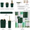 imageBathroom Set  Orange Bathroom Accessories Set Bathroom Sets with Shower Curtain and Rugs Orange Shower Curtain Set with Bathroom Trash Can Soap Dispenser Soap Dish for Home DecorPlaid Green  Gold