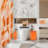 imageBathroom Set  Orange Bathroom Accessories Set Bathroom Sets with Shower Curtain and Rugs Orange Shower Curtain Set with Bathroom Trash Can Soap Dispenser Soap Dish for Home DecorStripe Orange  Gold