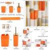 imageBathroom Set  Orange Bathroom Accessories Set Bathroom Sets with Shower Curtain and Rugs Orange Shower Curtain Set with Bathroom Trash Can Soap Dispenser Soap Dish for Home DecorPlaid Orange  Gold