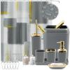 imageBathroom Set  Orange Bathroom Accessories Set Bathroom Sets with Shower Curtain and Rugs Orange Shower Curtain Set with Bathroom Trash Can Soap Dispenser Soap Dish for Home DecorPlaid Grey  Gold