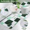 imageBathroom Set  Orange Bathroom Accessories Set Bathroom Sets with Shower Curtain and Rugs Orange Shower Curtain Set with Bathroom Trash Can Soap Dispenser Soap Dish for Home DecorPlaid Green  Gold