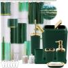 imageBathroom Set  Orange Bathroom Accessories Set Bathroom Sets with Shower Curtain and Rugs Orange Shower Curtain Set with Bathroom Trash Can Soap Dispenser Soap Dish for Home DecorPlaid Green  Gold