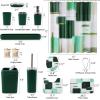 imageBathroom Set  Orange Bathroom Accessories Set Bathroom Sets with Shower Curtain and Rugs Orange Shower Curtain Set with Bathroom Trash Can Soap Dispenser Soap Dish for Home DecorPlaid Green  Silver