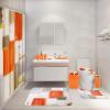 imageBathroom Set  Orange Bathroom Accessories Set Bathroom Sets with Shower Curtain and Rugs Orange Shower Curtain Set with Bathroom Trash Can Soap Dispenser Soap Dish for Home DecorPlaid Orange  Gold