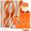 imageBathroom Set  Orange Bathroom Accessories Set Bathroom Sets with Shower Curtain and Rugs Orange Shower Curtain Set with Bathroom Trash Can Soap Dispenser Soap Dish for Home DecorStripe Orange  Gold