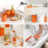 imageBathroom Set  Orange Bathroom Accessories Set Bathroom Sets with Shower Curtain and Rugs Orange Shower Curtain Set with Bathroom Trash Can Soap Dispenser Soap Dish for Home DecorPlaid Orange  Gold