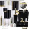 imageBathroom Set  Orange Bathroom Accessories Set Bathroom Sets with Shower Curtain and Rugs Orange Shower Curtain Set with Bathroom Trash Can Soap Dispenser Soap Dish for Home DecorPlaid Black  Gold