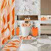 imageBathroom Set  Orange Bathroom Accessories Set Bathroom Sets with Shower Curtain and Rugs Orange Shower Curtain Set with Bathroom Trash Can Soap Dispenser Soap Dish for Home DecorStripe Orange  Gold
