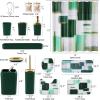 imageBathroom Set  Orange Bathroom Accessories Set Bathroom Sets with Shower Curtain and Rugs Orange Shower Curtain Set with Bathroom Trash Can Soap Dispenser Soap Dish for Home DecorPlaid Green  Gold