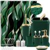 imageBathroom Set  Orange Bathroom Accessories Set Bathroom Sets with Shower Curtain and Rugs Orange Shower Curtain Set with Bathroom Trash Can Soap Dispenser Soap Dish for Home DecorStripe Green  Gold
