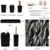 imageBathroom Set  Orange Bathroom Accessories Set Bathroom Sets with Shower Curtain and Rugs Orange Shower Curtain Set with Bathroom Trash Can Soap Dispenser Soap Dish for Home DecorStripe Black  Gold