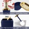 imageBathroom Set  Orange Bathroom Accessories Set Bathroom Sets with Shower Curtain and Rugs Orange Shower Curtain Set with Bathroom Trash Can Soap Dispenser Soap Dish for Home DecorStripe Blue  Gold