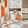 imageBathroom Set  Orange Bathroom Accessories Set Bathroom Sets with Shower Curtain and Rugs Orange Shower Curtain Set with Bathroom Trash Can Soap Dispenser Soap Dish for Home DecorPlaid Orange  Gold