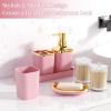 imageBathroom Set  Orange Bathroom Accessories Set Bathroom Sets with Shower Curtain and Rugs Orange Shower Curtain Set with Bathroom Trash Can Soap Dispenser Soap Dish for Home DecorPlaid Pink  Gold