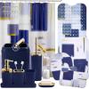 imageBathroom Set  Orange Bathroom Accessories Set Bathroom Sets with Shower Curtain and Rugs Orange Shower Curtain Set with Bathroom Trash Can Soap Dispenser Soap Dish for Home DecorPlaid Blue  Gold