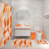 imageBathroom Set  Orange Bathroom Accessories Set Bathroom Sets with Shower Curtain and Rugs Orange Shower Curtain Set with Bathroom Trash Can Soap Dispenser Soap Dish for Home DecorStripe Orange  Gold