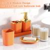 imageBathroom Set  Orange Bathroom Accessories Set Bathroom Sets with Shower Curtain and Rugs Orange Shower Curtain Set with Bathroom Trash Can Soap Dispenser Soap Dish for Home DecorStripe Orange  Gold