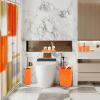 imageBathroom Set  Orange Bathroom Accessories Set Bathroom Sets with Shower Curtain and Rugs Orange Shower Curtain Set with Bathroom Trash Can Soap Dispenser Soap Dish for Home DecorPlaid Orange  Gold