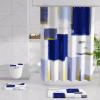 imageBathroom Sets with Shower Curtain and Rugs  Luxury Black Bathroom Accessories Set Shower Curtain Set NonSlip Bathroom Rug Black and Gold Bathroom Decor for HomeNavy Blue