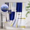 imageBathroom Sets with Shower Curtain and Rugs  Luxury Black Bathroom Accessories Set Shower Curtain Set NonSlip Bathroom Rug Black and Gold Bathroom Decor for HomeNavy Blue