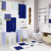 imageBathroom Sets with Shower Curtain and Rugs  Luxury Black Bathroom Accessories Set Shower Curtain Set NonSlip Bathroom Rug Black and Gold Bathroom Decor for HomeNavy Blue