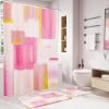 imageBathroom Sets with Shower Curtain and Rugs  Luxury Black Bathroom Accessories Set Shower Curtain Set NonSlip Bathroom Rug Black and Gold Bathroom Decor for HomePink