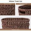 imageBathroom Trash Can with Wicker Storage Baskets12 Liter32Gallon Small Trash Can Handwoven Waste Basket Narrow Small Garbage Can for Bedroom BathroomOffice