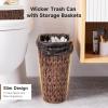 imageBathroom Trash Can with Wicker Storage Baskets12 Liter32Gallon Small Trash Can Handwoven Waste Basket Narrow Small Garbage Can for Bedroom BathroomOffice