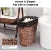 imageBathroom Trash Can with Wicker Storage Baskets12 Liter32Gallon Small Trash Can Handwoven Waste Basket Narrow Small Garbage Can for Bedroom BathroomOffice